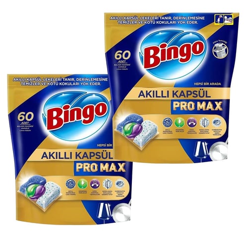 Bingo Akıllı Kapsül Pro Max Bulaşık Makinesi Deterjanı Tableti 120 adet 60'lı 2 Paket