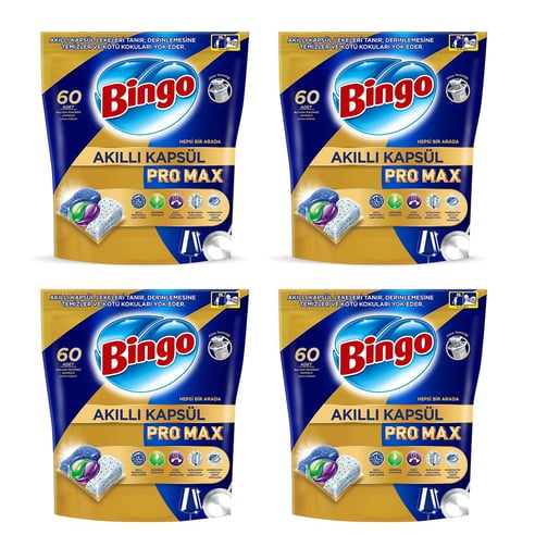 Bingo Akıllı Kapsül Pro Max Bulaşık Makinesi Deterjanı 240 Tablet (60'lı 4'lü Paket)