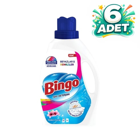 Bingo Amber Çiçeği Sıvı Çamaşır Deterjanı 2600 ml x 6 Adet