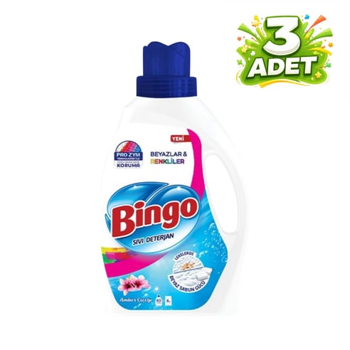 Bingo Amber Çiçeği Sıvı Çamaşır Deterjanı 2600 ml x 3 Adet