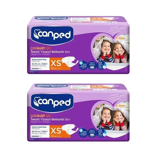 Canped Belbantlı Tekstil Hasta Bezi Ekstra Küçük 60 adet (xs) 30 'lu 2 Paket
