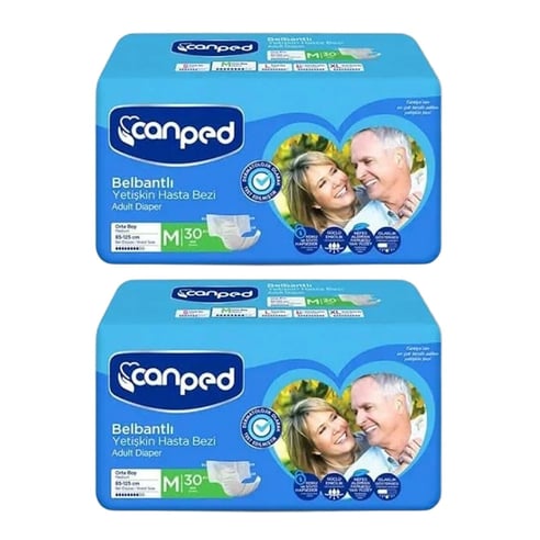 Canped Belbantlı Tekstil Yüzeyli Hasta Bezi Orta M 60 adet (30'lu 2 Paket)