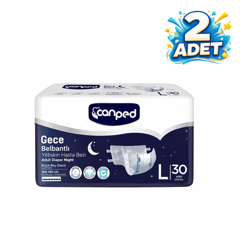 Canped Belbantlı Yetişkin Hasta Bezi Gece Large 60'lı (30'lu 2 Paket)