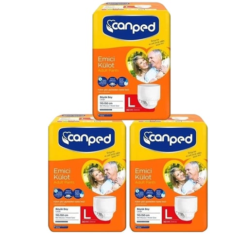 Canped Emici Külot Hasta Bezi Büyük Boy Large 90 adet (30'lu 3 Paket)