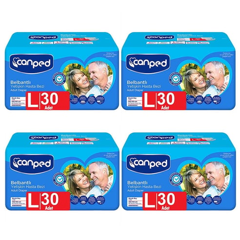 Canped Tekstil Yüzeyli Belbantlı Yetişkin Hasta Bezi Large 120'li