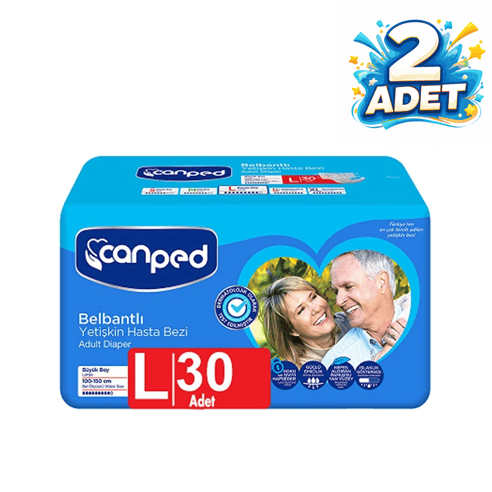 Canped Tekstil Yüzeyli Belbantlı Yetişkin Hasta Bezi Large 60'lı (30'lu 2 Paket)