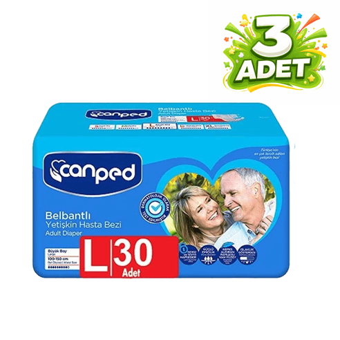 Canped Tekstil Yüzeyli Belbantlı Yetişkin Hasta Bezi Large 90 Adet (30'lu 3 Paket)