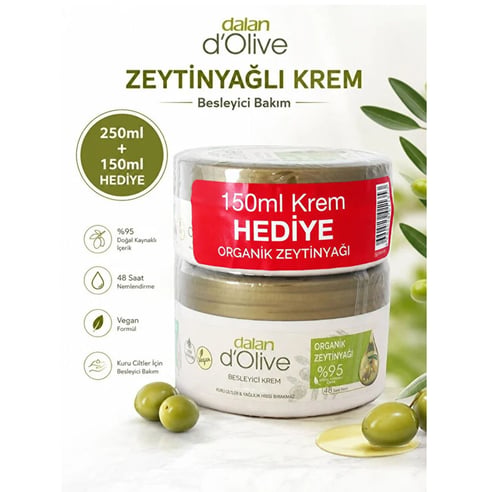 Dalan D'olive Organik Zeytinyağı Besleyici Krem 250 ml + 150 ml