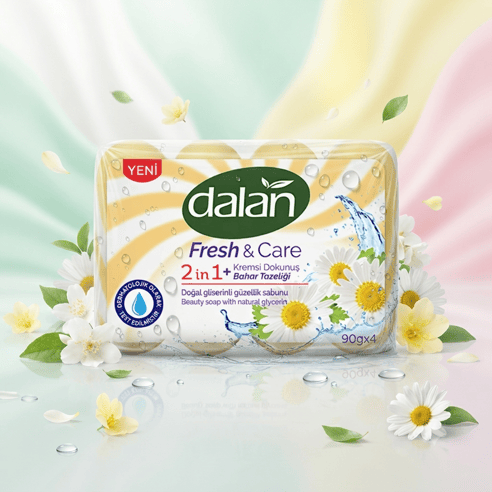 Dalan Fresh & Care 2 in 1 Bahar Tazeliği Doğal Gliserinli Güzellik Sabunu 90 g x 4