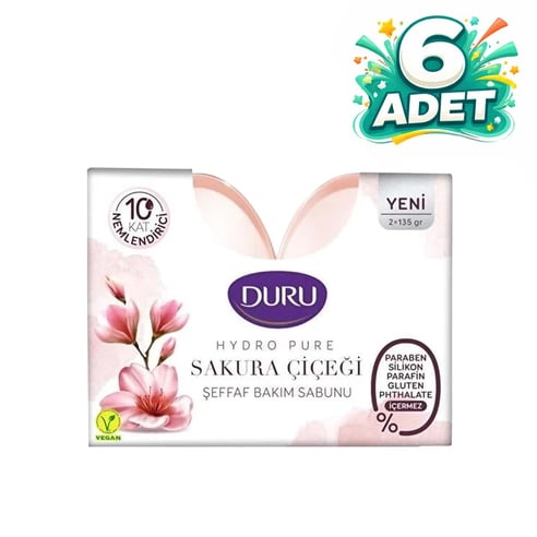 Duru Bakım Sabunu Hydro Pure Sakura Çiçeği  2'li 135 gr 6 Adet