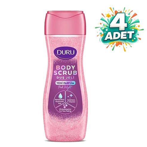 Duru Duş Jeli Body Scrub Pink Delight 450 ml  4 Adet