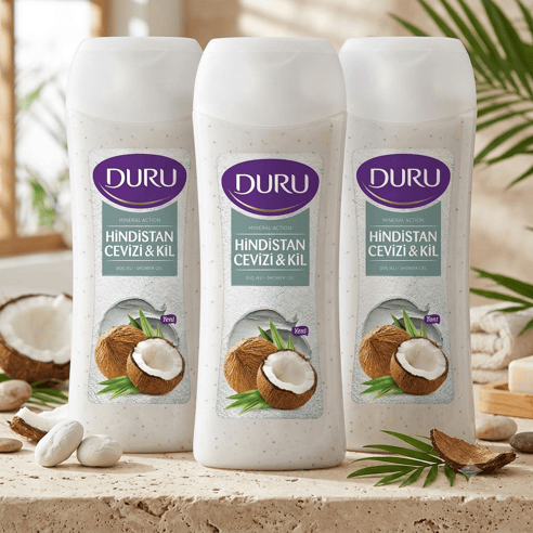 Duru Duş Jeli Mineral Action Hindistan Cevizi ve Kil 450 ml x 3 Adet