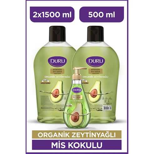 Duru Organik Avokado Sıvı Sabun Avantaj Paketi (2 x 1500 ml + 500 ml)