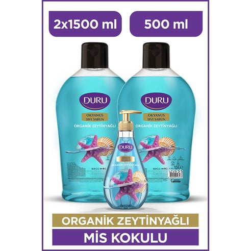 Duru Organik Okyanus Tazeliği Sıvı Sabun Avantaj Paketi (2 x 1500 ml + 500 ml)