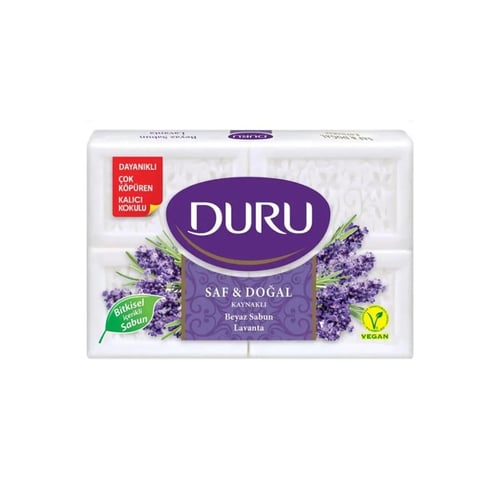 Duru Saf ve Doğal Kaynaklı Lavanta 4 adet Beyaz Kalıp Sabun 600 gr