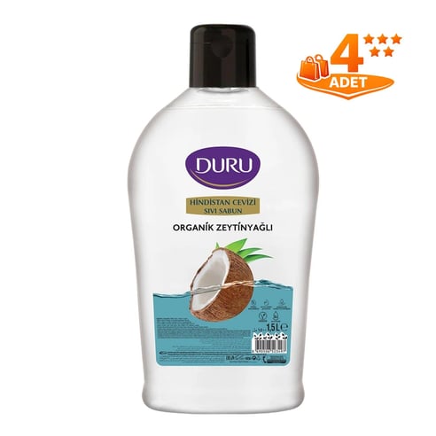 Duru Sıvı Sabun Organik İçerikli Hindistan Cevizli 1500 ML 4 Adet