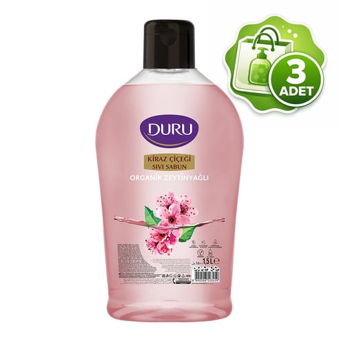 Duru Sıvı Sabun Organik İçerikli Kiraz Çiçeği  1.5 Lt 3 Adet