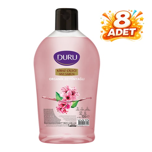 Duru Sıvı Sabun Organik İçerikli Kiraz Çiçeği  1.5 Lt x 8 Adet