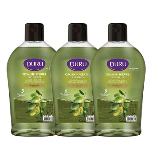 Duru Sıvı Sabun Organik İçerikli Zeytinyağlı 1500 ml 3 adet