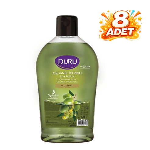 Duru Sıvı Sabun Organik İçerikli Zeytinyağlı  1.5 Lt x 8 Adet