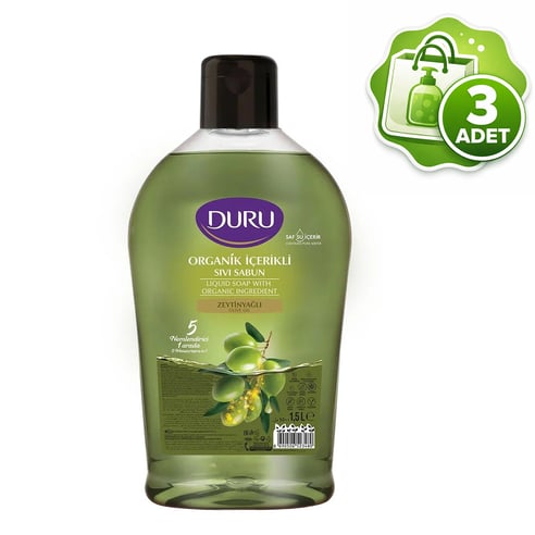 Duru Sıvı Sabun Organik İçerikli Zeytinyağlı  1500 ML 3 Adet