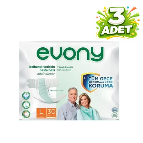 Evony Belbantlı Hasta Bezi Büyük Boy L 90 Adet (30'lu 3 Paket)