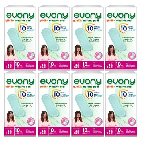 Evony Mesane Pedi Günlük Ekstra Uzun 144'lü ( 18'li 8 Paket)