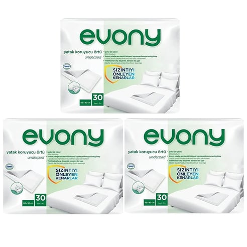Evony Yetişkin Yatak Koruyucu Örtüsü 60 x 90 cm 90 adet (30'lu 3 Paket)