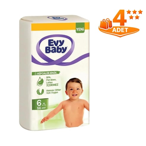 Evy Baby Bebek Bezi 6 XL 224 Adet 15+ KG İçin Uygundur