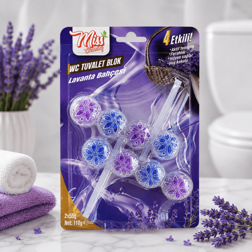 Miss Cleaning WC Tuvalet Blok 4 Etki 2×55 gr –  Lavanta Bahçesi