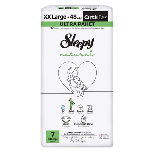Sleepy Bebek Bezi Natural Beden:7 (20-30KG) XX Large 48 Adet Ultra Pk