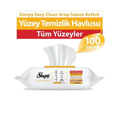 Sleepy Easy Clean Arap Sabunu Katkılı Yüzey Temizlik Havlusu 100'lü