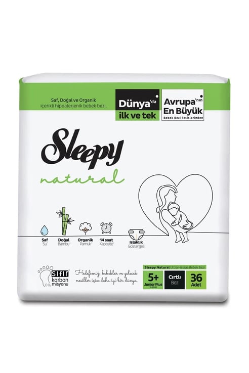 Sleepy Natural 2 Haftalık Paket Bebek Bezi 5+ Numara Junior Plus 36 Adet