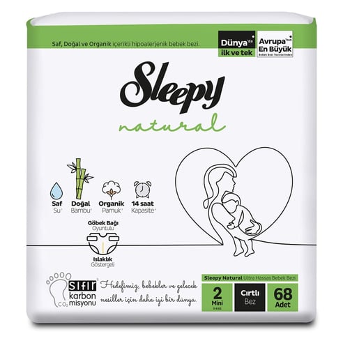 Sleepy Natural Ekonomik Paket Bebek Bezi 2 Numara Mini 68 Adet