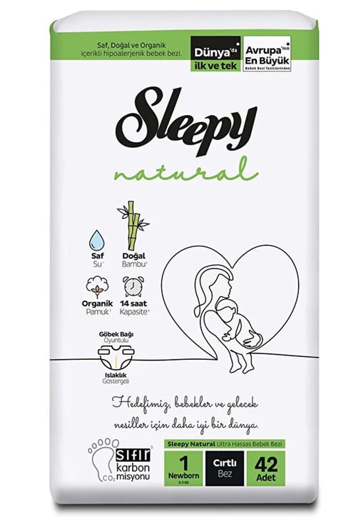 Sleepy Natural Yenidogan 1 Beden Bebek Bezi 2-5 kg 42 Adet
