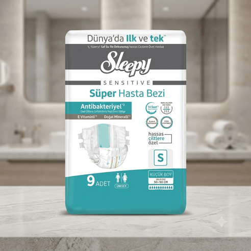 Sleepy Sensitive Antibakteriyel Süper Yetişkin Hasta Bezi Small 9 Adet