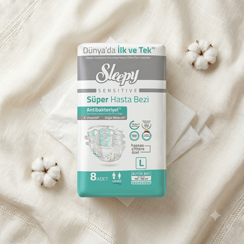 Sleepy Süper Hasta Bezi Büyük Boy L 100 - 150 cm 8 adet BelBantlı