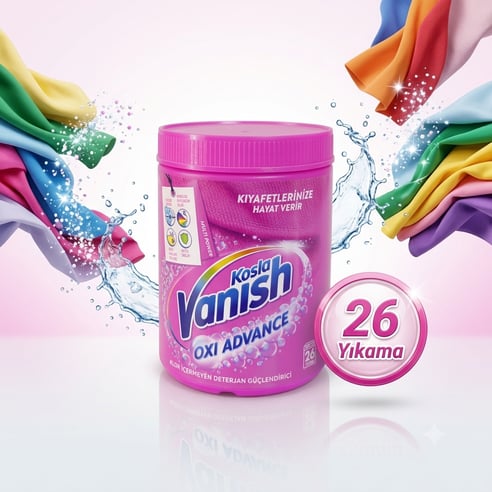 Vanish Kosla Renkliler için Leke Çıkarıcı ve Çamaşır Deterjanı Güçlendirici Toz 800 gr 26 YIKAMA