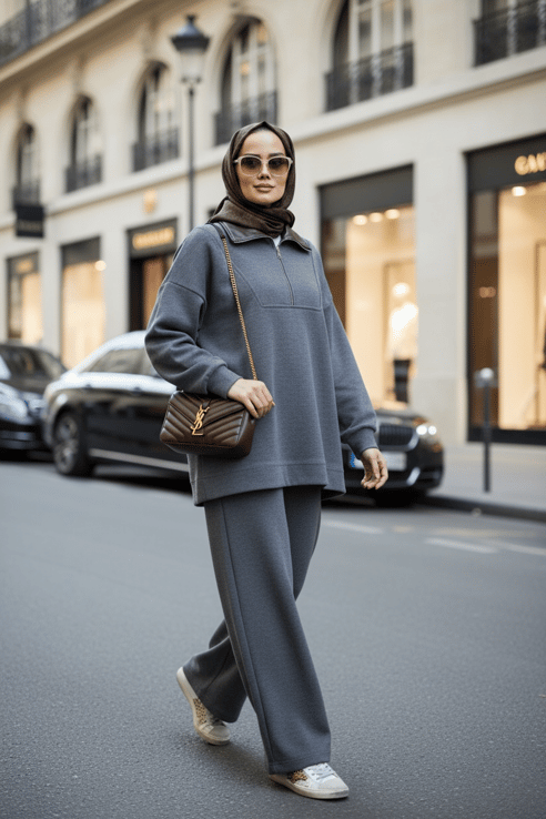 Oslo Comfort Set – Selanik Kumaş İkili Tesettür Takım Antrasit