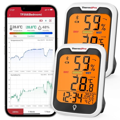 ThermoPro TP358 Telefon Kontrollü, Saatli, Takvimli, İç…