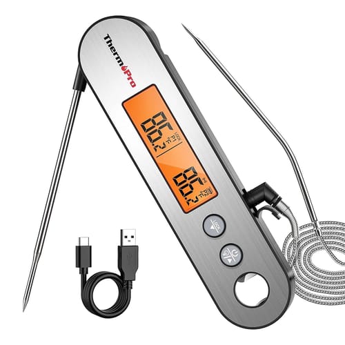ThermoPro TP610 Su Geçirmez, Dijital ve Işıklı Çift Problu…