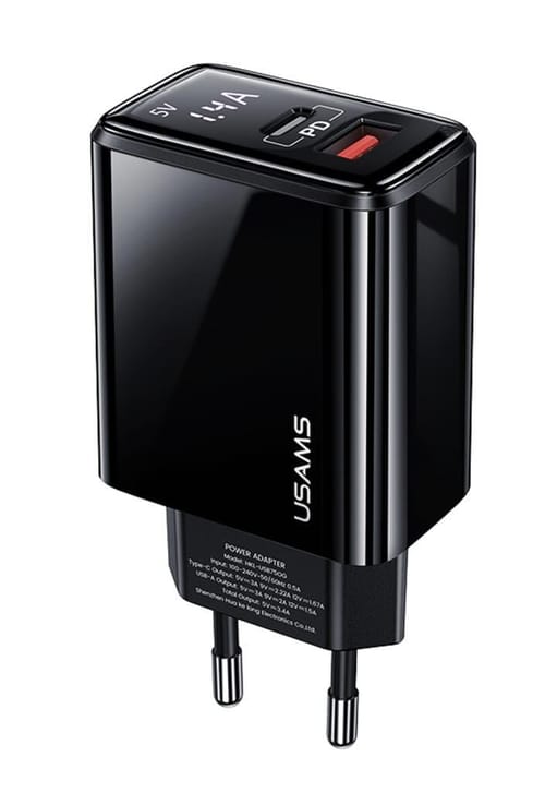 Usams US-CC133 T40 20W QC3.0+PD Type-C+USB Dijital…