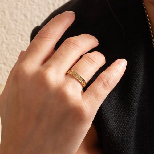 Altın Çiçekli Alyans Yüzük - Goldstore