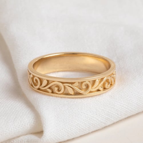 Altın Çiçekli Alyans Yüzük - Goldstore