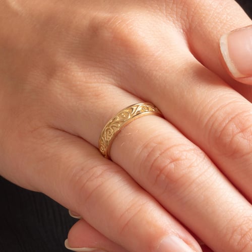 Altın Çiçekli Alyans Yüzük - Goldstore