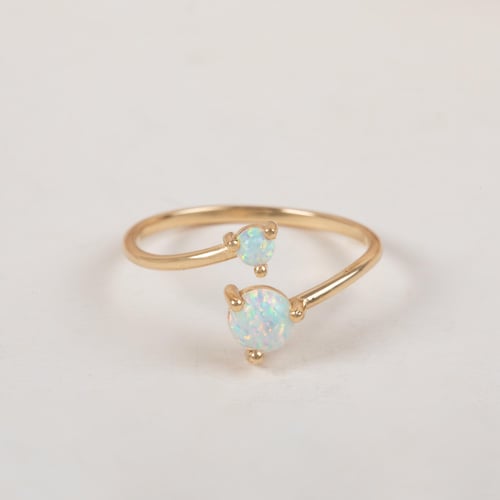 Altın Çift Opal Taşlı Açık Yüzük - Goldstore