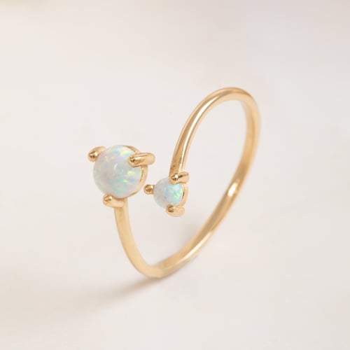 Altın Çift Opal Taşlı Açık Yüzük - Goldstore