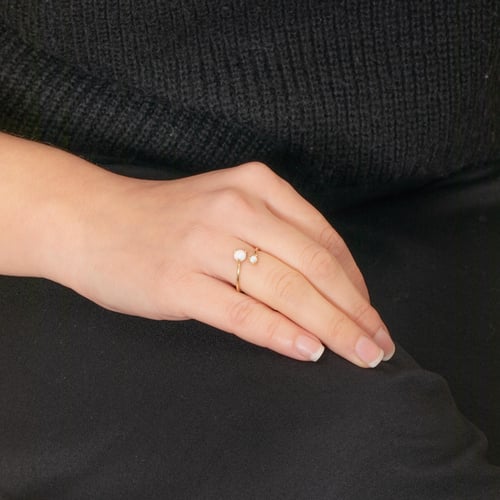 Altın Çift Opal Taşlı Açık Yüzük - Goldstore