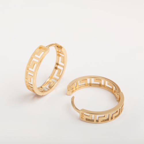 Altın Desenli Halka Küpe - Goldstore