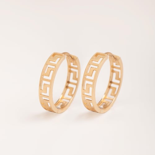 Altın Desenli Halka Küpe - Goldstore